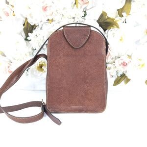 Loewe Vintage Brown Pebbled Leather Crossbody Purse Magnetic Flap Top Purse